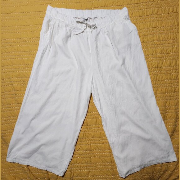 Ava & Viv wide-leg linen pants, white, size 3x - Picture 1 of 3